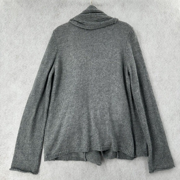 Talbots Cardigan Sweater Attached Scarf Womens L/XL Grey Open - Picture 3 of 7
